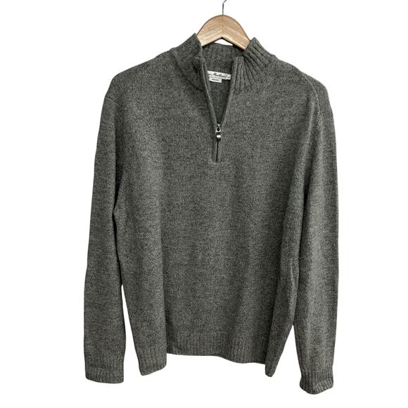 Quiet Luxury Wool Half Zip Sweater Enzo Mantovani Gray Minimalist Size L - Picture 1 of 4